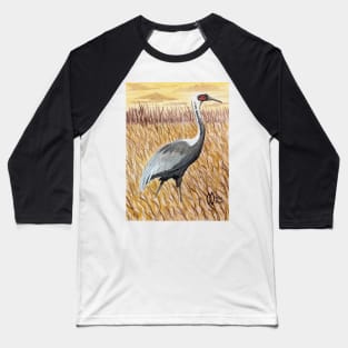 White-naped crane in the marsh at sunrise Baseball T-Shirt